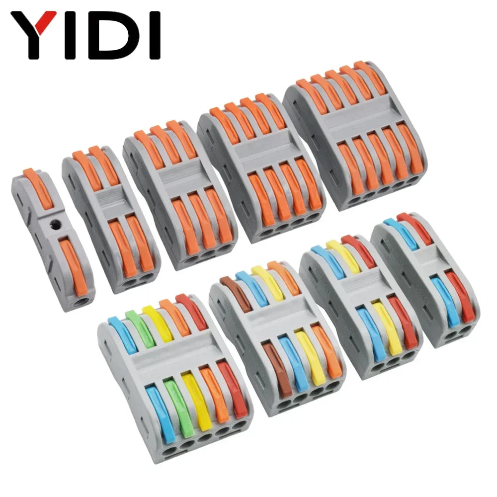 5pcs/lot Splitter Cable Push-in Lever Connection Terminal Block 1 In Multiple Out Combined Compact Quick Splice Wire Connector