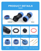 SP13 Aviation Waterproof Connector IP68 Docking Electrical Cable Wire Male Female Plug Socket Welding Type Industrial Connector