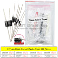 100/140/150pcs DIP Diode Set 1W 3V 3.3v 3.6v 3.9 4.3V-30V Zener Diode Pack IN5408 1N4007 1N4148 1N5819 FR107 IN5399 FR207 IN5822