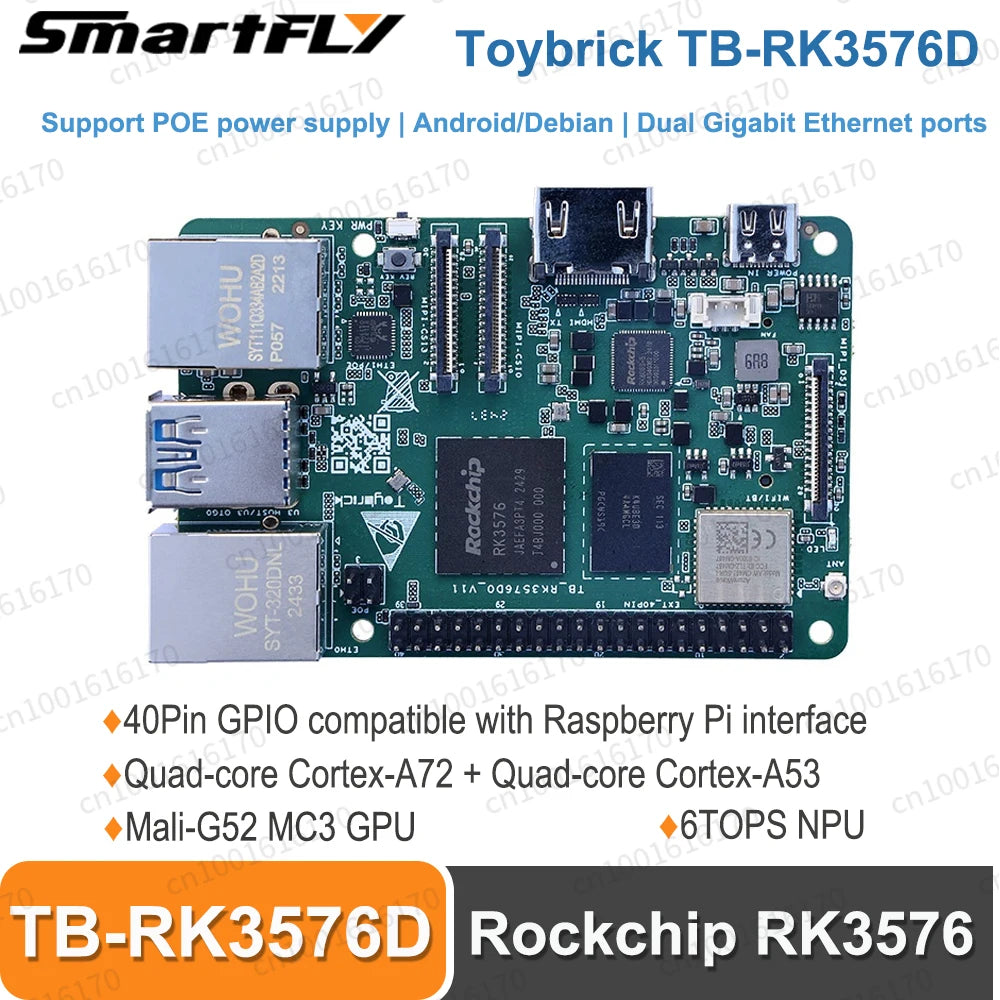 Toybrick TB-RK3576D Development Board 6.0T High Computing Power POE Power Supply Rockchip RK3576 ARM Motherboard 4GB/8GB LPDDR4X