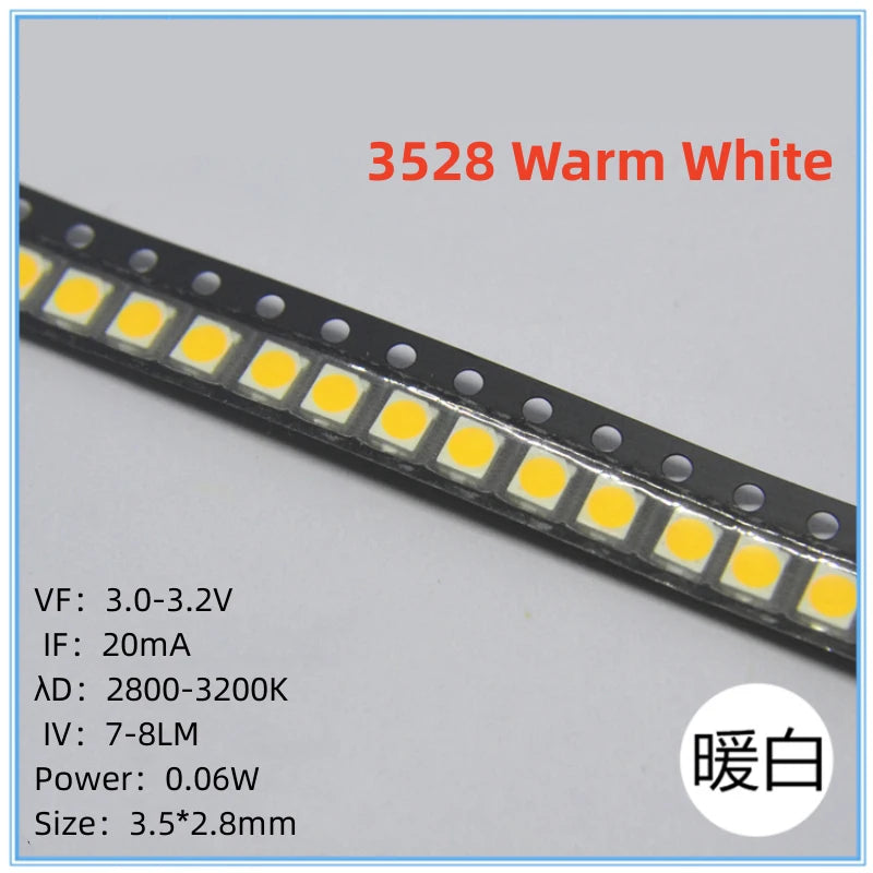 2000Pcs 3528 SMD LED Red Blue Green White Yellow Pink UV RGB LED Lamp Beads Size 1210 Light-emitting Diode High Bright Quality