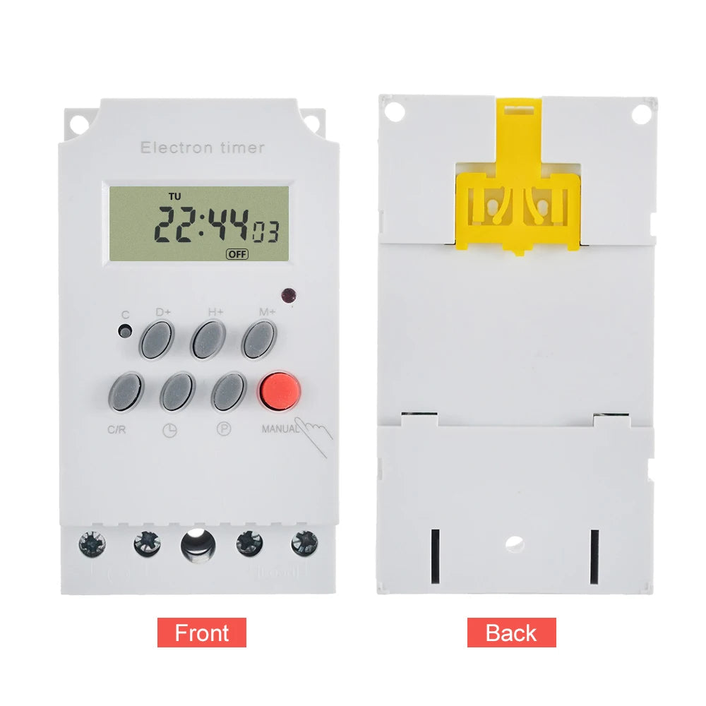 AC 220V 25A Digital Programmable Timer Din Rail Electronic   Controller with LCD Display Clock Electronic Timer