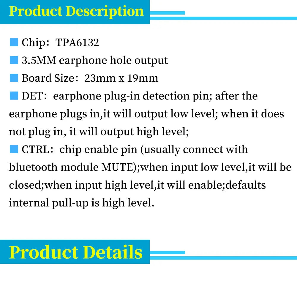 TPA6132 Balanced Headphone Amplifier Module Low Noise HIFI Stereo AMP DC 2.3-5.5V Differential Audio Amplifier Board