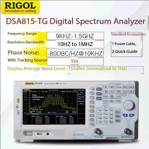 RIGOL DSA815 DSA815-TG Sweep Type Spectrum Analyzer 9kHz to 1.5GHz 10Hz to 1MHz Resolution Bandwidth for Electronic Components