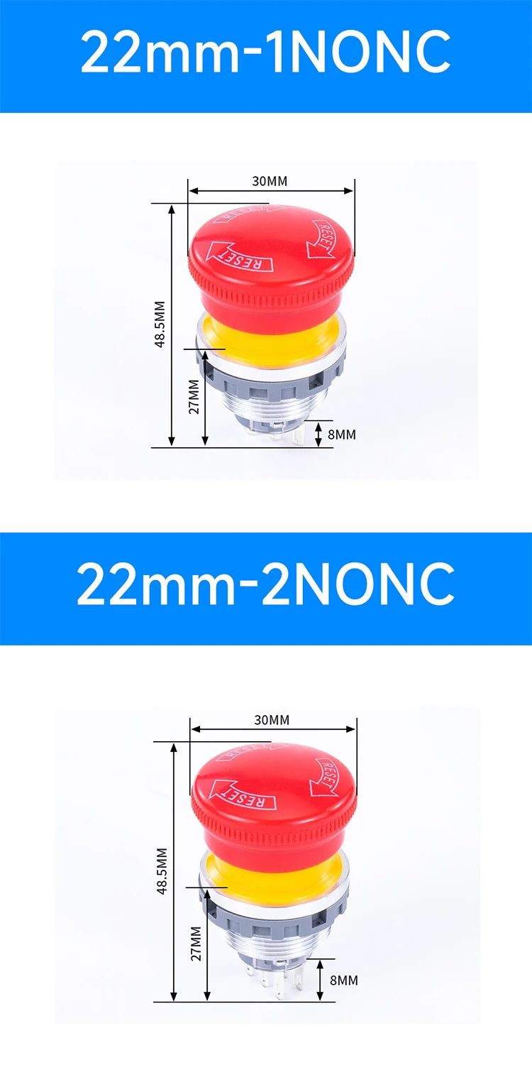 16mm 22mm Ultra Thin Plastic emergency stop button mushroom emergency switch self-locking stop charging pile power outage on off