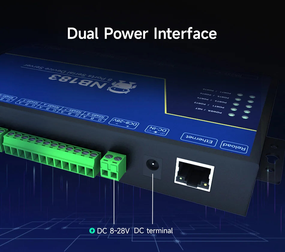 RS485/232/422 to RJ45 CDEBYTE NB183E/ES/S-V2 8-Channel Serial Server ModBus RTU to TCP Build-in Watchdog MQTT HTTP