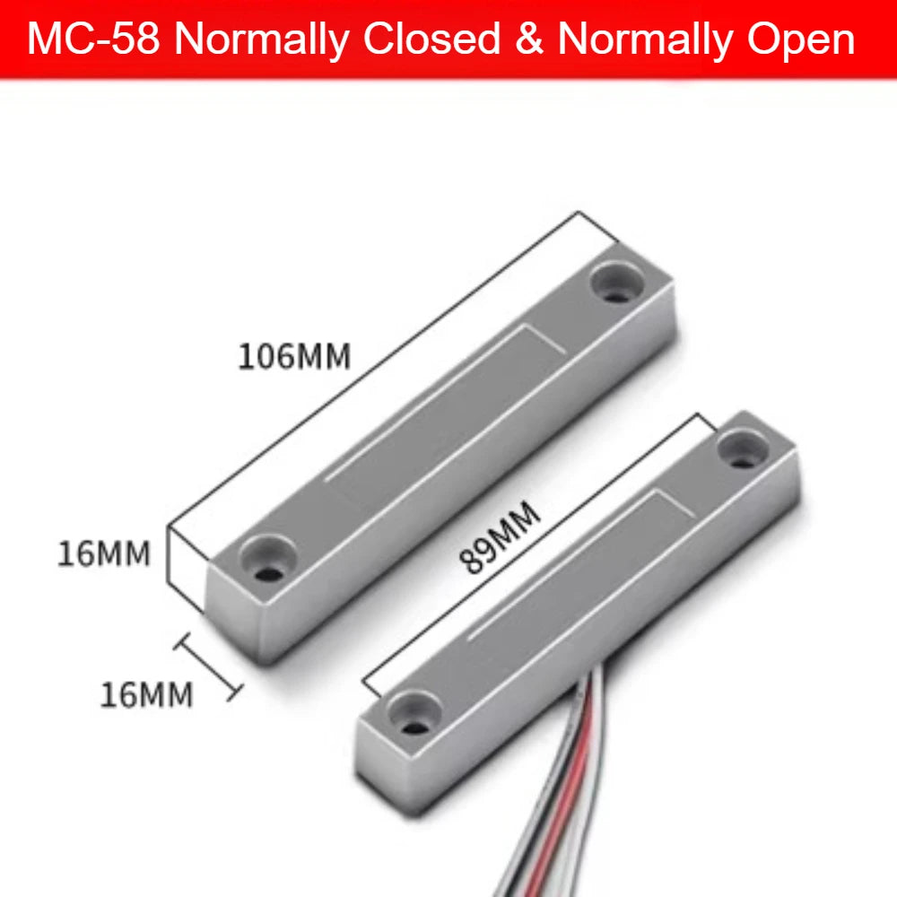 2Pairs MC-52 Wired Magnetic Door Window Contact Switch Heavy Duty Iron Door Sensor Reed Switch for Alarm System Normally Open NC
