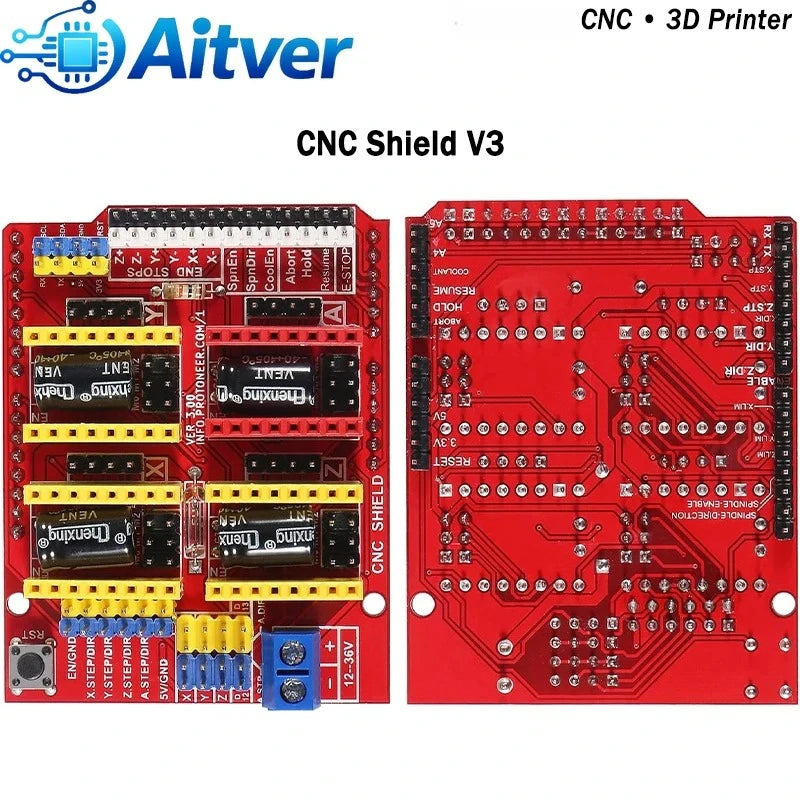 UNO R3 CNC Shield V3 TMC2209 Stepper Driver Kit with Heatsinks and Optional Limit Switch for 1 to 4 Axis CNC Machine For Arduino