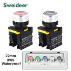 22mm Button Switch Waterproof Momentary Self Reset Self Locking Flat Head Start Stop Arrow Symbol Power Push Button Switch 10A