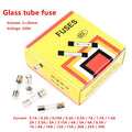 100Pcs 5*20mm Glass Fuse Fast Fuse 250V 0.1A 0.2A 0.5A 1A 2A 3A 3.15A 4A 5A 6A 6.3A 7A 8A 10A 12A 15A 20A 25A 30A Quick Blow