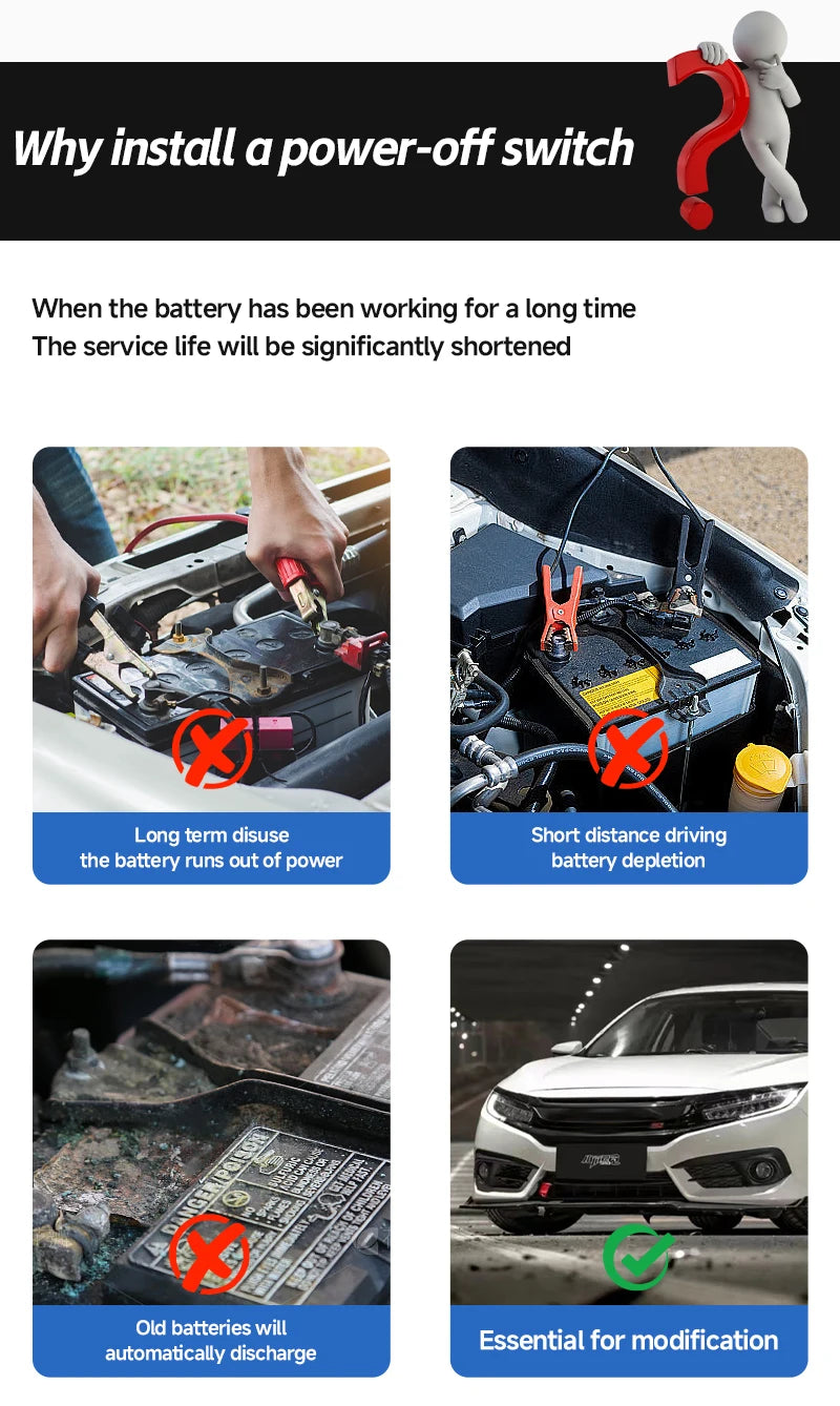 12-48V Car Isolator Disconnect Rotary Switch 275A On/Off Battery Power Cut Master Switch Disconnect Isolator for Car RV Boat