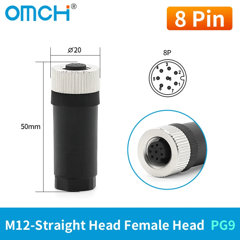 OMCH 1PCS M12 Sensor Connector Waterproof IP67 Aviation Plug Socket Male Female 4 5 8Pin Hole Straight Bend Angle Screw Threaded