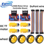 DIY L298N Module, Motors, Wheels, Dupont Line, L298N + Motors + Wheels + 3 Kinds of DuPont Lines with 20 Pins Each in 20CM