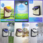 1/2/4Pcs Solar Wall Lights Outdoor Durable 128LED Motion Sensor Security Lamps with 3 Lighting Modes Waterproof for Garden Yard
