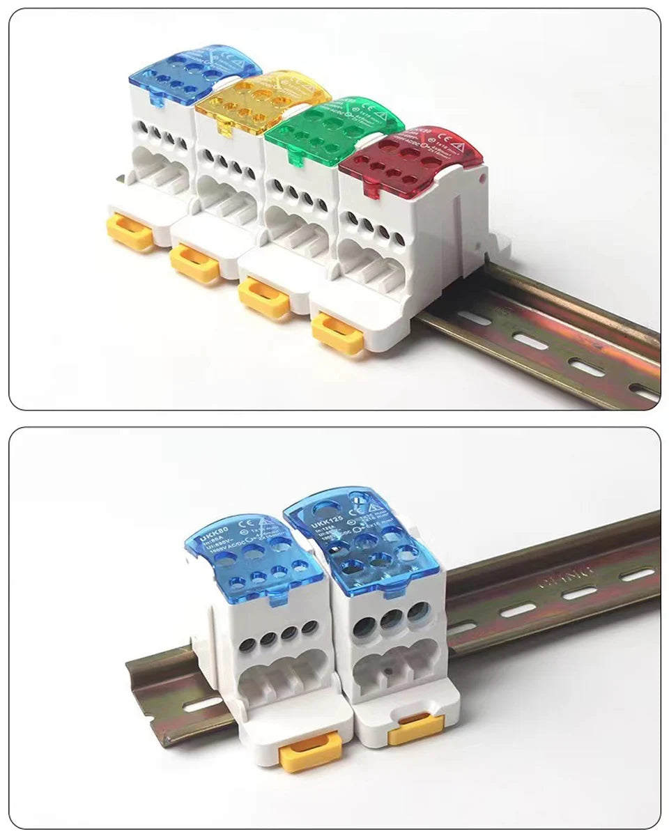 Terminal Block UKK80A UKK125A UKK160A Electric Wire Connector 1 in many Out Din Rail distribution Wiring Accessories Blue Yellow