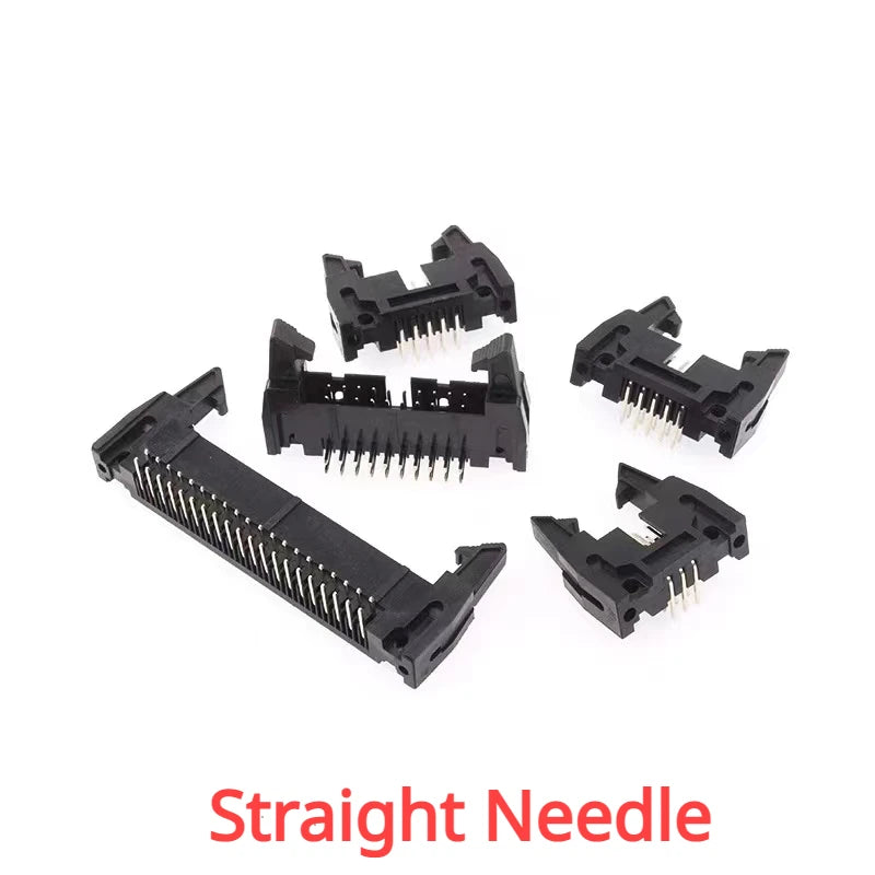 5Pcs 2.54mm Pitch DC2 Male IDC Connector Socket Header With Hook Horn Sample 6P 8P 10P 12P 14P 16P 20P 26P 30P 34P 40P 50P 64Pin