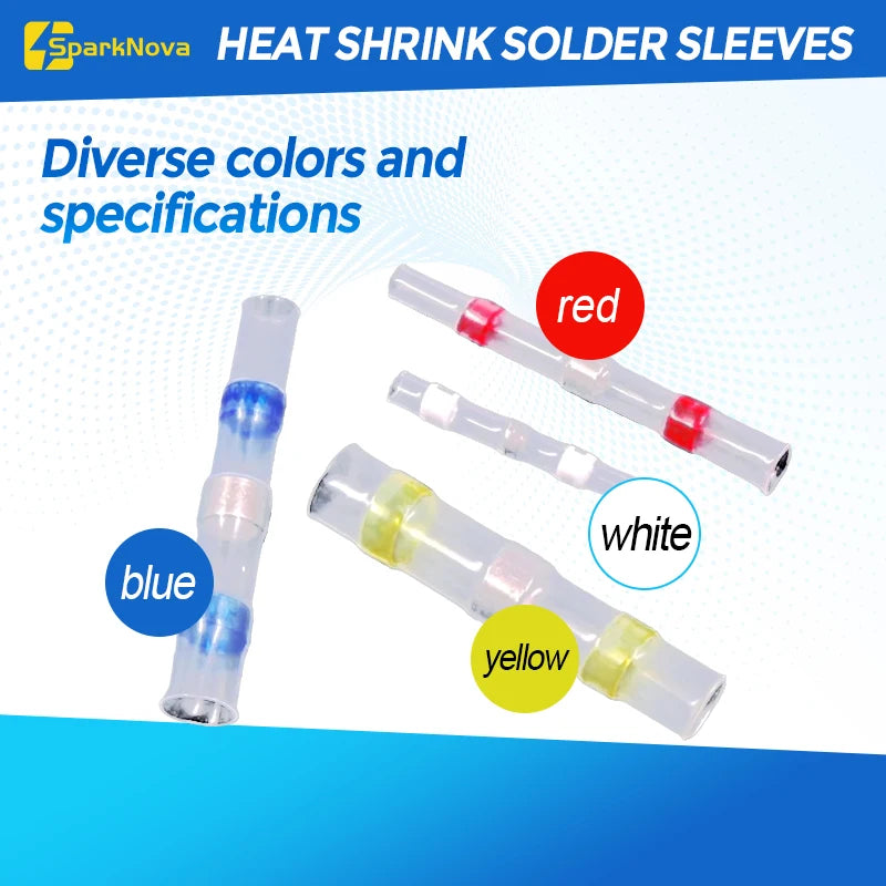 50-500Pcs Waterproof Heat Shrink Butt Connectors Solder Seal Wire Cable Terminals Electrical Splice Kit for Automotive Marine