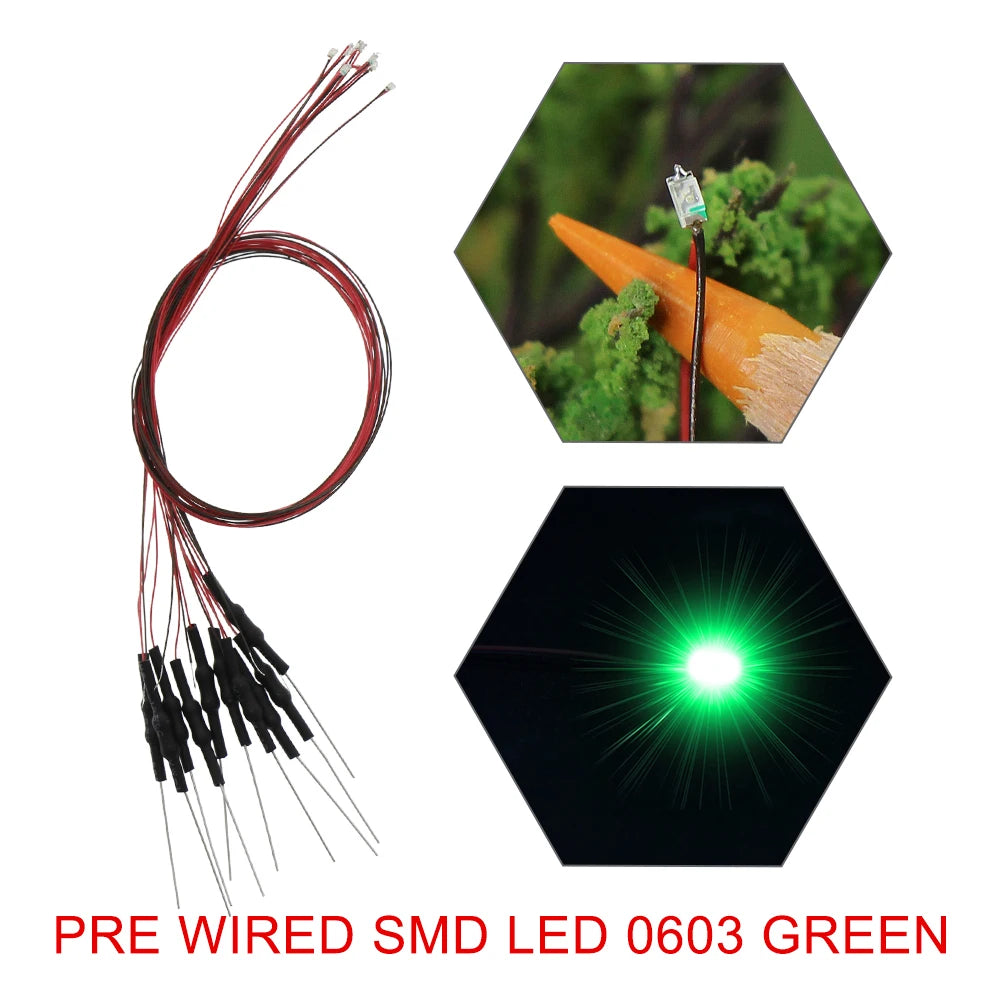 20pcs Pre-wired 20cm Long 30awg Wire SMD LED 0402 0603 0805 Lights Soldered Resistor for 12V White Red Blue Yellow Green