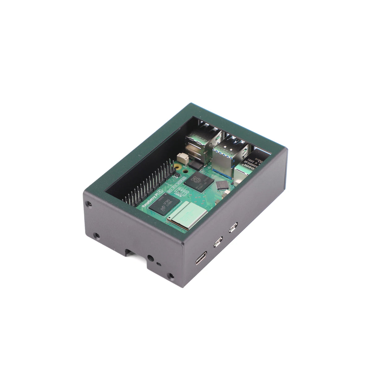 Metal Protective Case with 3.5 Inch Screen Bracket and Active Cooler Fan for Raspberry Pi 5