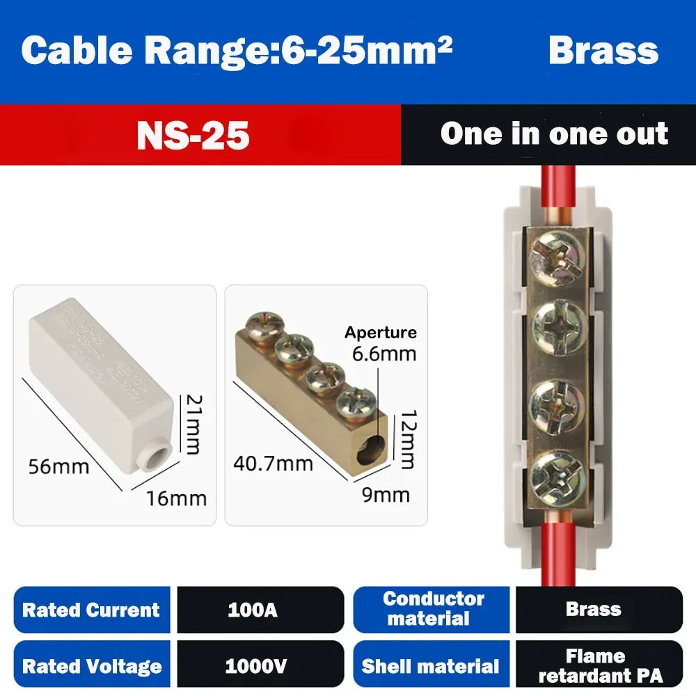 Wire Connector High Power Splitter Quick Electrical Cable Terminal Blocks Junction Box Connectors Large Current Conductor Brass