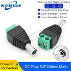 2/5/10PCS DC 12V Male Female BNC Connectors 5.5*2.1mm/2.5mm Welding-Free Power DC Plug Adapter Jack Sockets For LED CCTV Camera