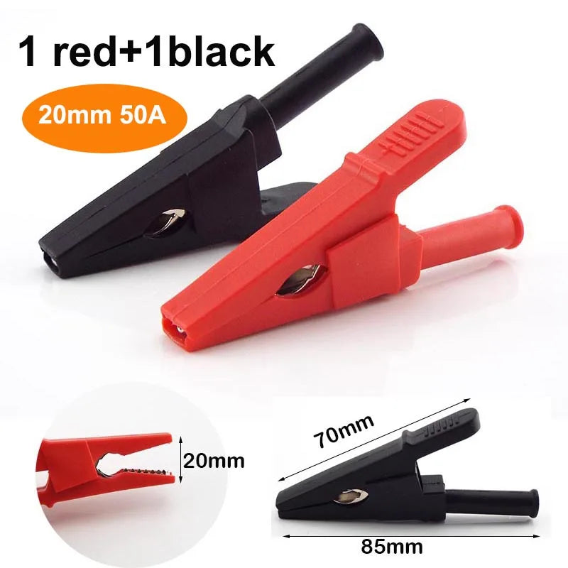 10A 20A 30A 50A Alligator Clip Crocodile Adapter 2mm 4mm Banana Plug Probe Clip for Multimeter Pen Test lead Cable Insulated E2