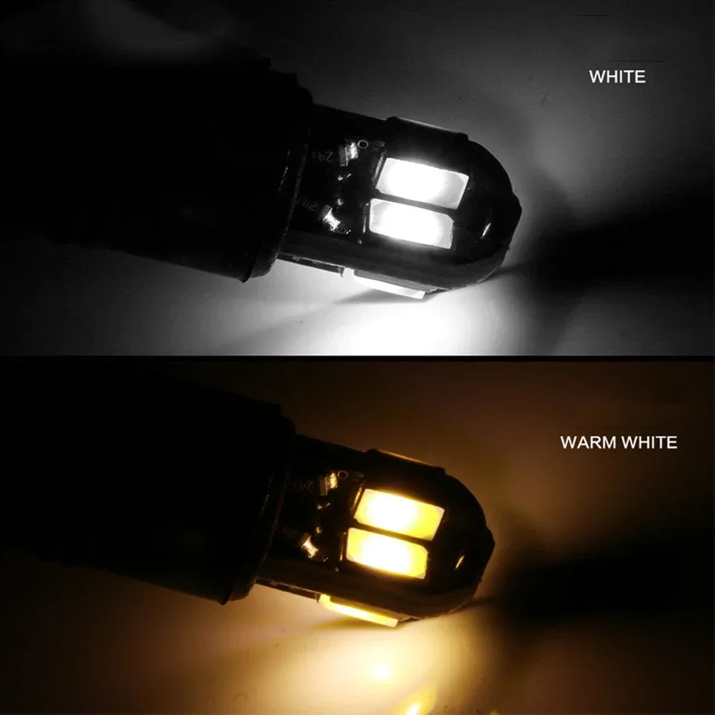 10PCS W5W T10 LED Bulbs Canbus 5730 8SMD 12V 6000K for Car Turn Signal Reading Brake Trunk Hood Width Clearance Lights