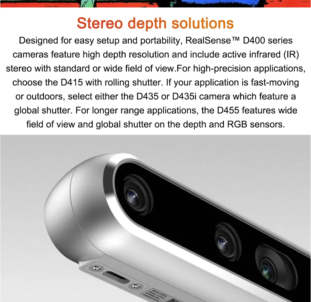 Intel RealSense Depth Camera Binocular D455 Inertial Measurement Unit 30fps RGB Resolution 1280x800 3D Sensing & Computer Vision