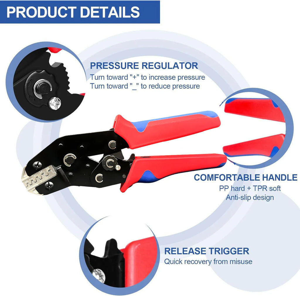 Ratcheting Crimping Plier for SM2.54/PH2/XH2.54/VH3.96/5557/5559/JST/Plug Spring Terminal Dupont Connectors Crimper Tool SN-68B