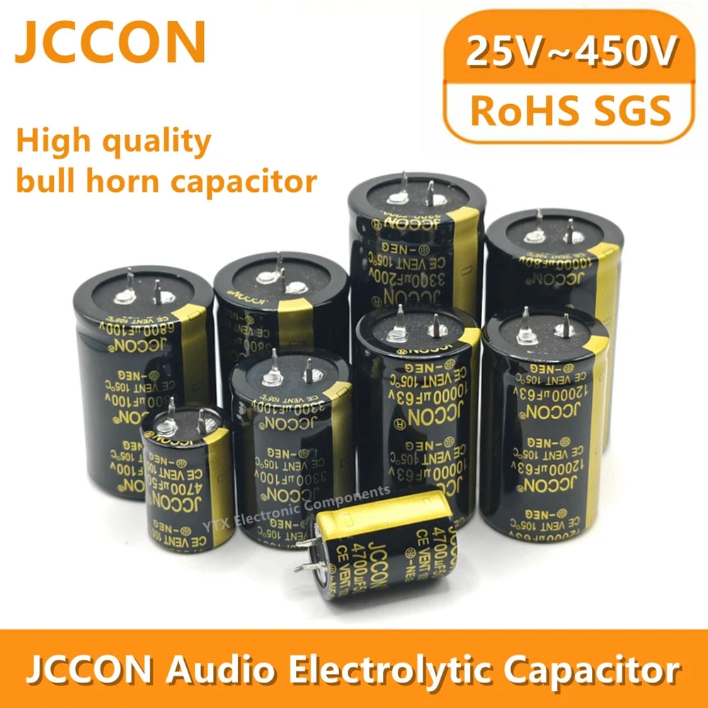 2Pcs JCCON 25V 35V 50V 63V 80V 100V 200V 400 450V 6800 10000UF 15000UF 22000UF 47000UF Power supply,Audio Electrolytic capacitor