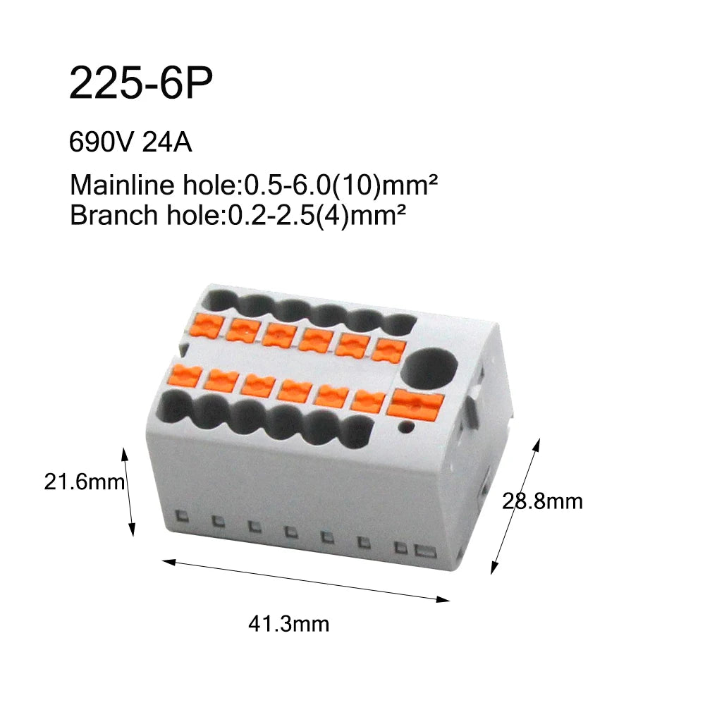 1PC 225 Series Fixed Modular Wire Connectors Compact Splicing Lighting Push-in Multi Link Terminal Block 1 In Multiple Out