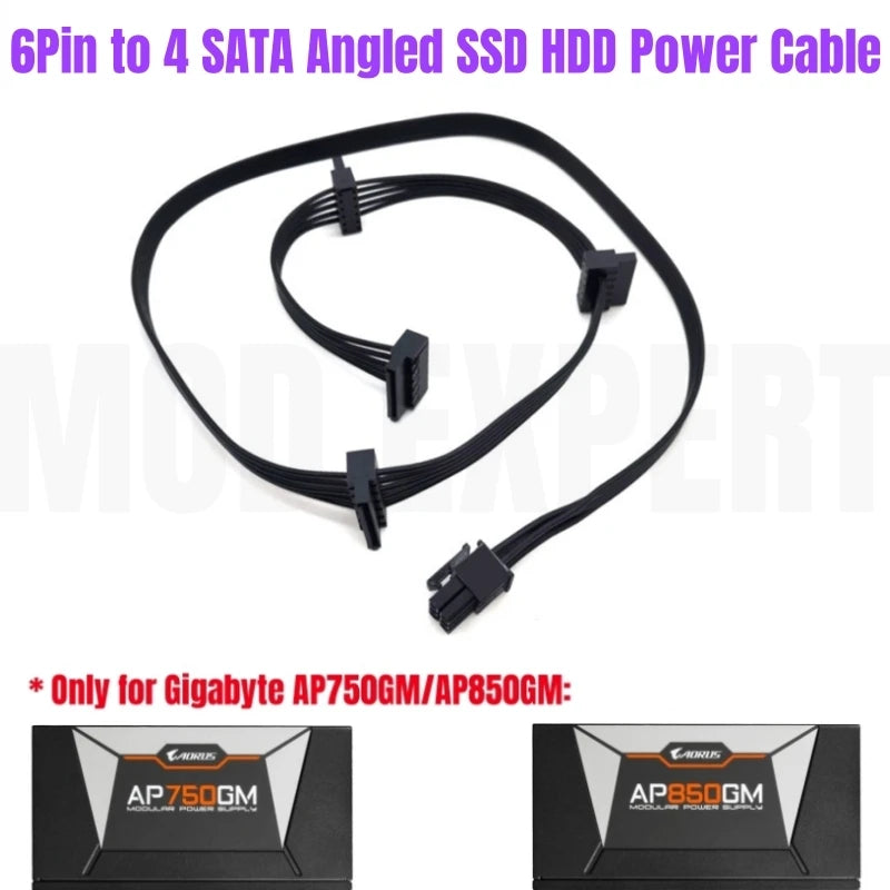 Modular Power Cable for GIGABYTE AORUS AP750GM AP850GM, GPU PCIe 8Pin 6+2Pin, CPU 4+4Pin, HDD SSD SATA Molex IDE 4Pin, ATX 24Pin