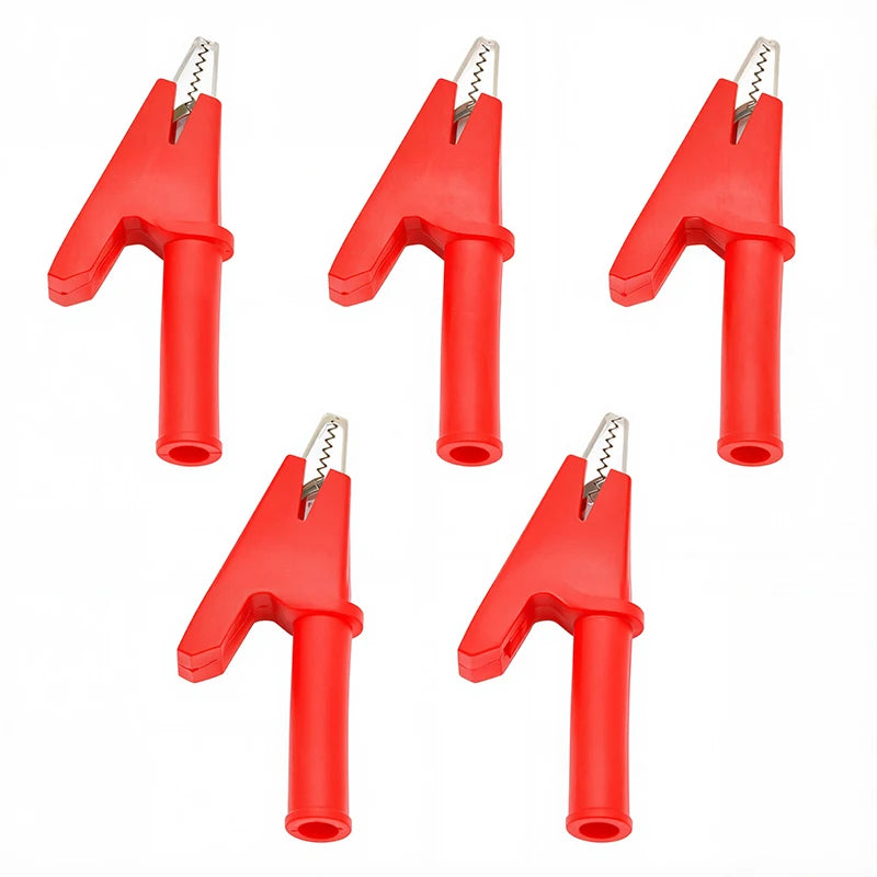 5pcs Pure Copper Insulated Test Alligator Clip 10MM Opening With 4MM Jack Safety Crocodile Clamps