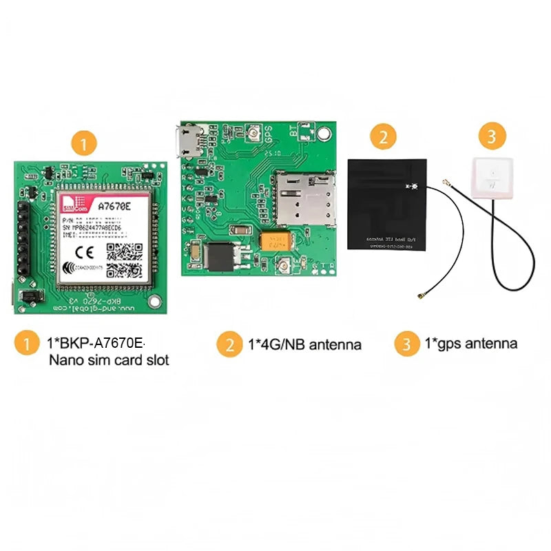 A7670E Push Nano Side Way SIM Slot Core Board SIMCOM 4G LTE Cat 1 Module Support Data/GPS for Europe/Middle East/Africa