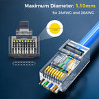 RJ45 Connector CAT6 Pass Through Connectors Crystal End Gold-Plated 8P8C UTP Protective Case Ethernet Network Modular Plug