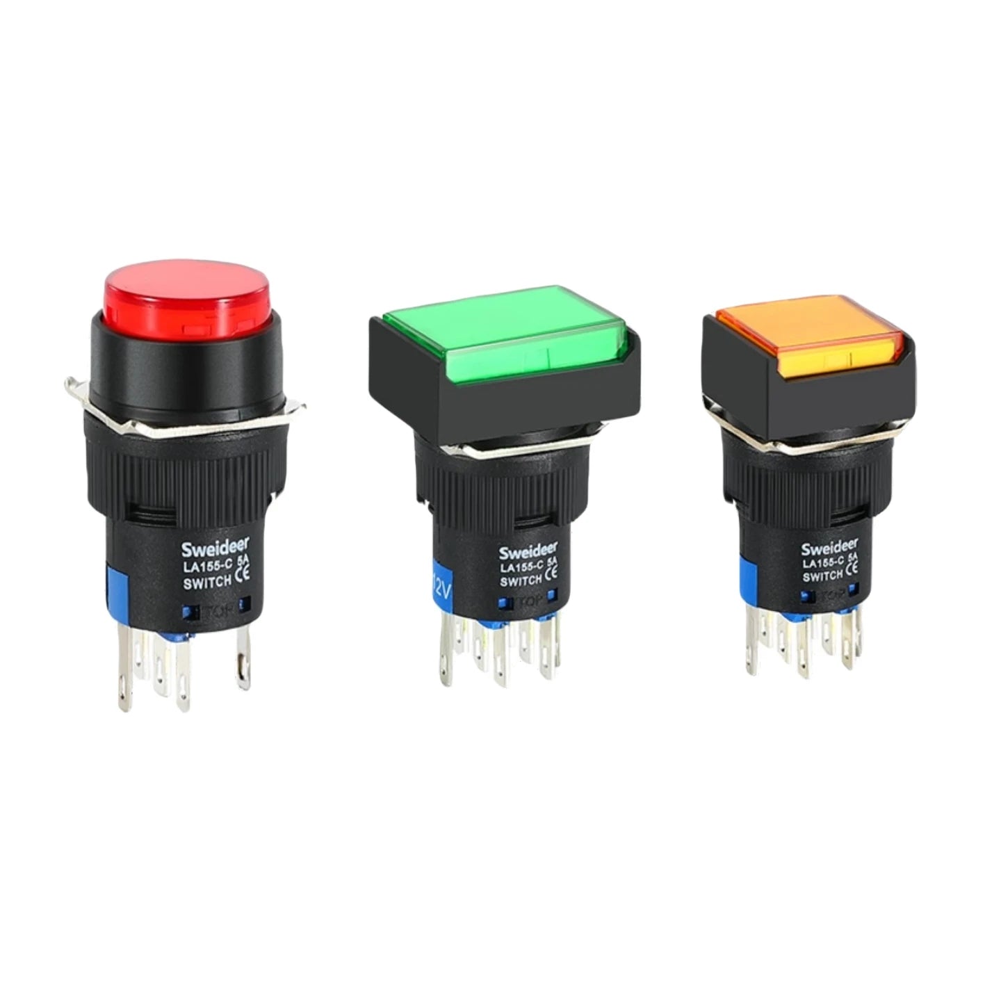 16mm LED Illuminuted Push Button Switch 12/24/220V Momentary Self-locking on Off with Light Square Round Rectangle Power Switch