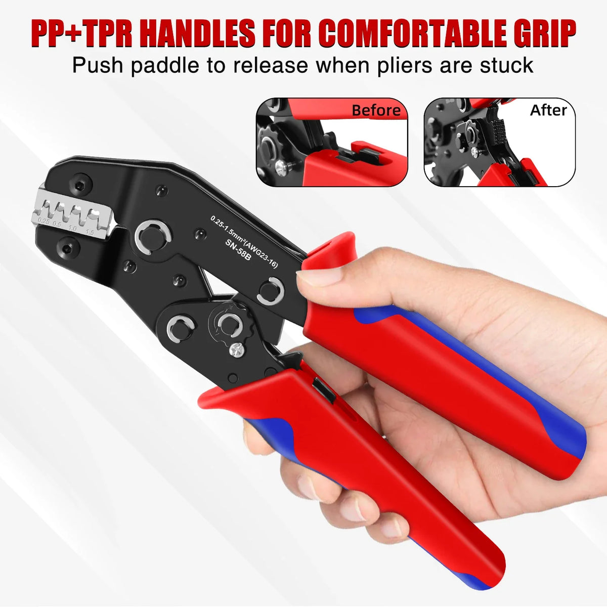 Box SN-58B 1550PCS Terminals Crimping Tool Kit 2.54mm Pitch Dupont Connectors Crimper Non-insulated Open Barrel Crimping Plier