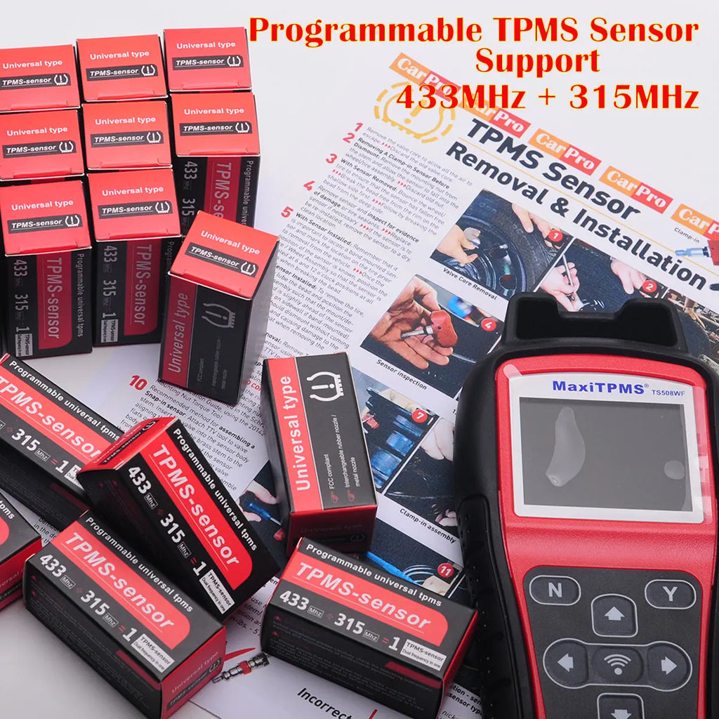 Programable TPMS Sensors 2 in 1 433MHz+315MHz Support Programing with TS501 TS508 TS601 TS608 ITS600E MK808TS MK808S-TS MP808TS
