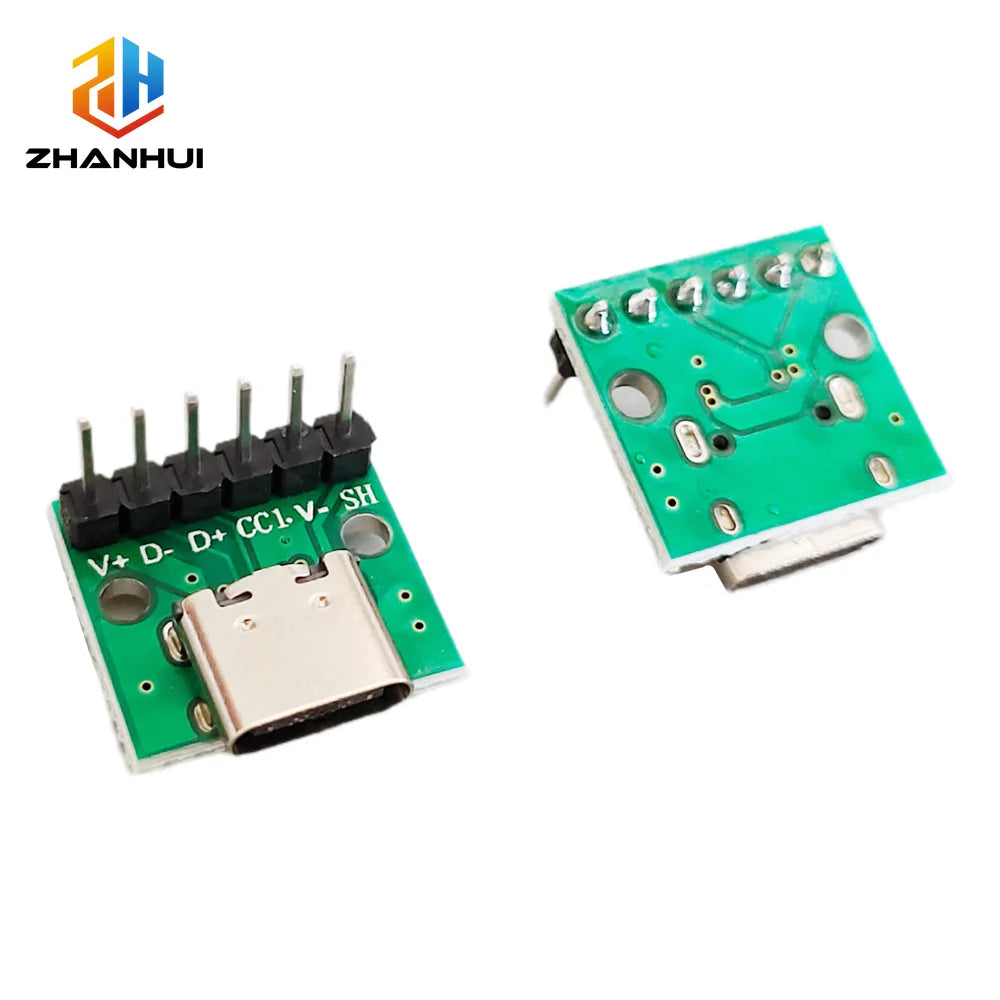 5/10/20Pcs USB 3.1 Type C 16 Pin to 6P 2.54mm Test PCB Board Adapter Connector Socket for Data Line Cable Transfer & Debugging