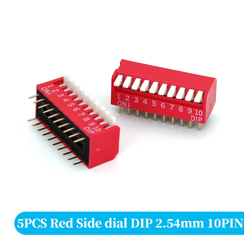 5PCS Slide Type Switch Module 1 2 3 4 5 6 7 8 10PIN /1.27/2.54mm Position Way DIP/SMD Pitch Toggle Switch Blue Snap Switch Dial