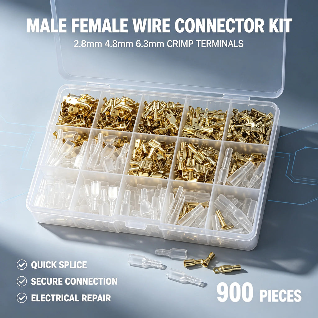 Box Insulated MaleFemale Wire Connector 2.8/4.8/6.3mm Electrical Crimp Terminal Termin Spade Connector Assorted Kit 900pc-135pcs
