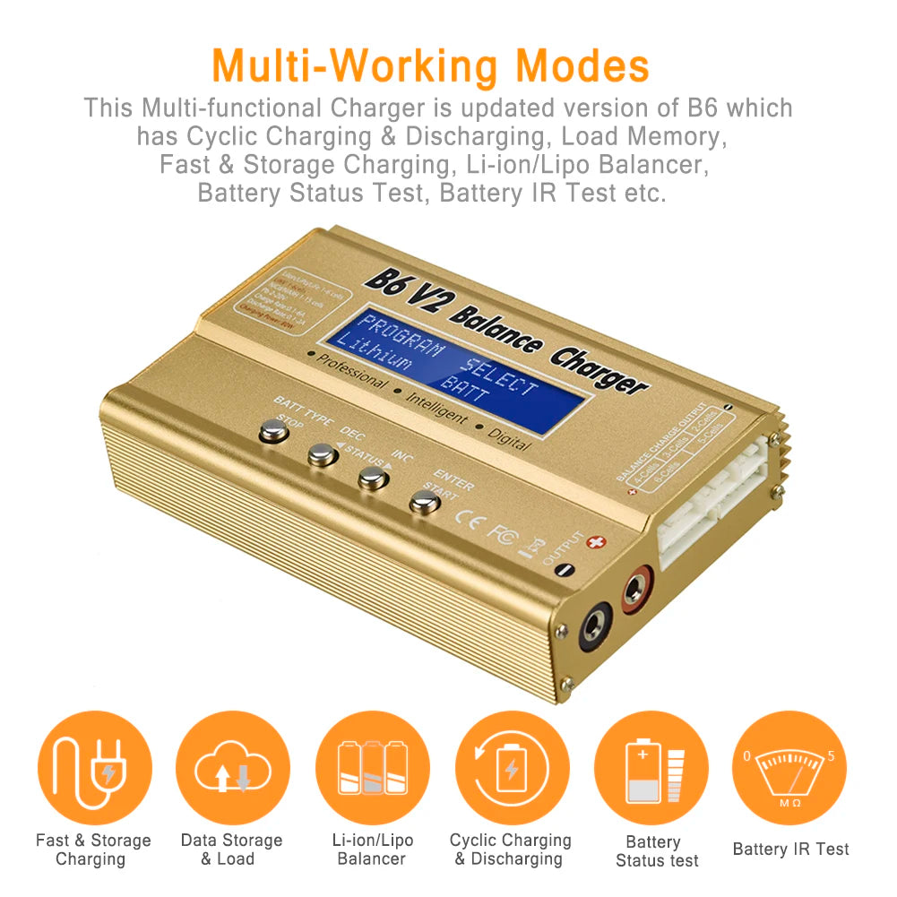 HTRC IMAX B6 V2 Balance Charger  80W Professional Digital Discharger For LiHV LiIon LiFe NiCd NiMH PB Battery RC LiPo Charger