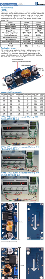 XL4005 XL4015 DSN5000 Beyond LM2596 5A Max DC-DC Step Down Adjustable Power Supply Electronic Module Large Current Large Power