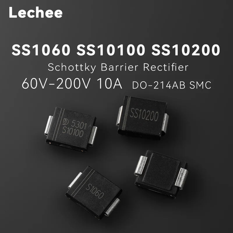 20pcs/Set SS10100 SS1060 SS10200 10A 60V 100V 200V Chip Schottky Barrier Rectifier Diodes SMC DO-214AB New and Original