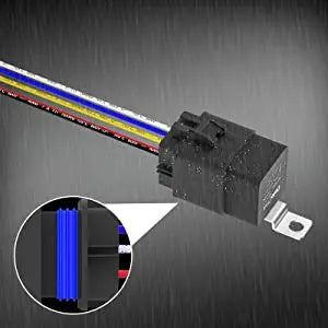12V Relay with Harness Waterproof Relay 12V 30/40 AMP 5 Pin SPDT 14 AWG DC 12 Volt Relay Socket Kit Bosch Style for Automotive