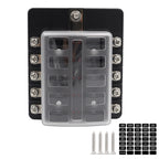 Blade Holder Fuse Box 12/10/8/6 Ways Modified Terminal Block Fuse with LED Warning Light 12V~24V Power Distribution Panel Boat