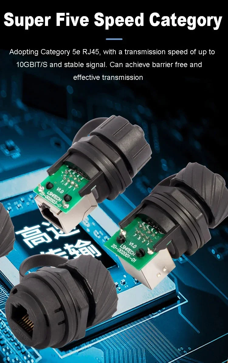 LR20 M20 0.1M to 1M Extension Cable Panel Socket Ethernet Network Laptop Telecom Waterproof RJ45 Connector Cat6 Signal Adapter
