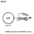 1pcs DC5V Dimmable SMD5730/2835 Led Ring White Color Lamp Bead 10W 12W LED Light Board White Warm Light with 2M cable