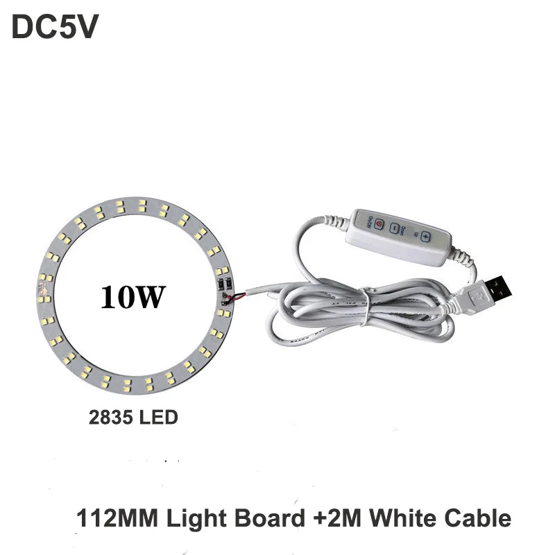 1pcs DC5V Dimmable SMD5730/2835 Led Ring White Color Lamp Bead 10W 12W LED Light Board White Warm Light with 2M cable