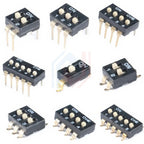 Slide Type SMT SMD Dip Switch Toggle 2.54mm 2Row 4Pin 2 Position/8 Pin 4 Position/16Pin 8 Position Black Switch Gold Plated Pin